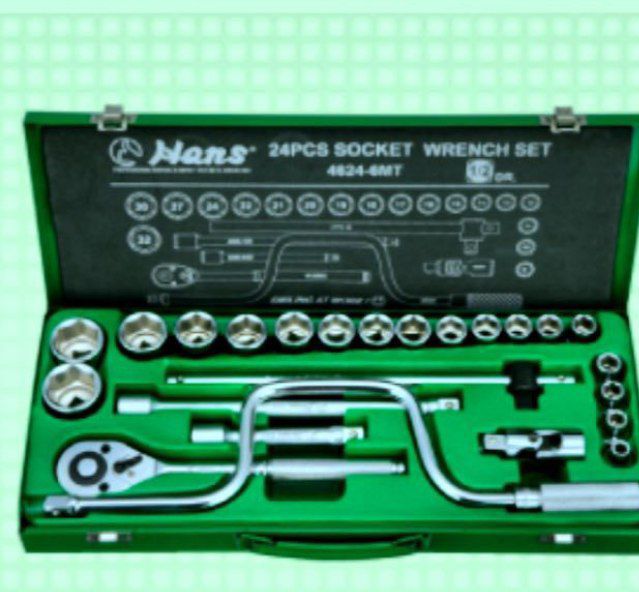 جعبه بکس ۲۴پارچه شش پر هنس مدل HANS 24pcs drives socket l 6mt-4624wrench set